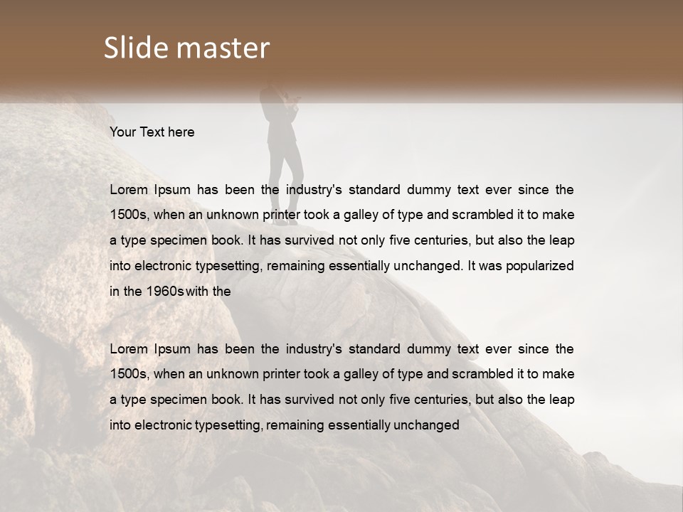 A Man In A Suit Standing On A Rock PowerPoint Template