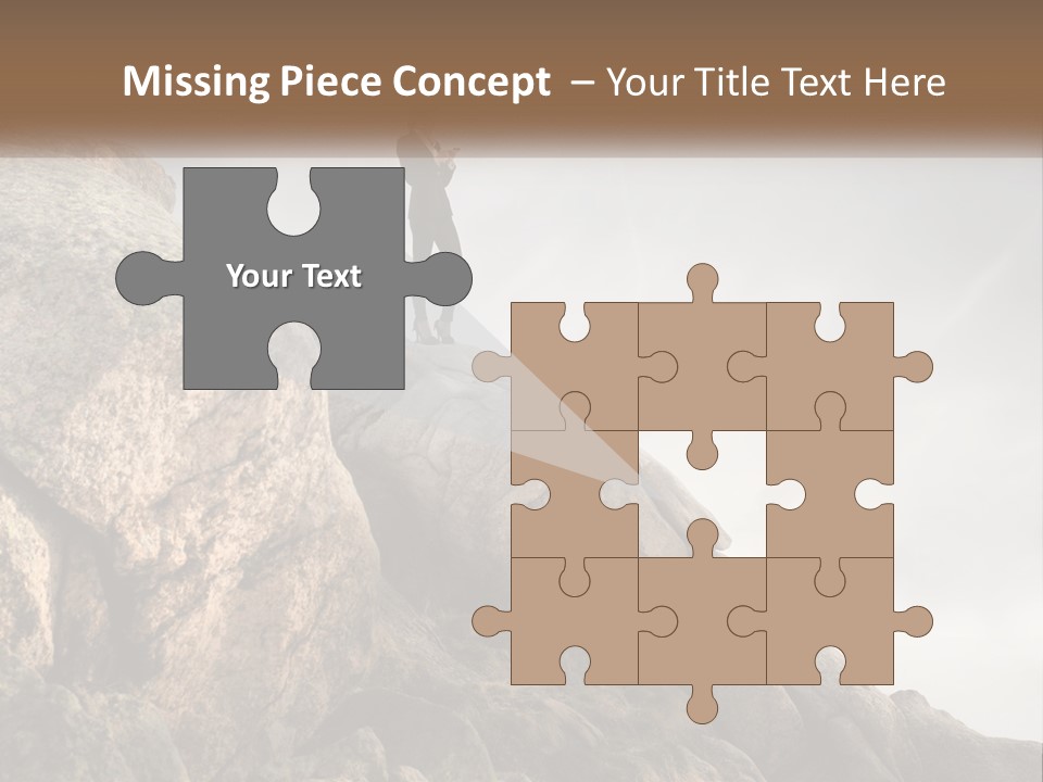 A Man In A Suit Standing On A Rock PowerPoint Template