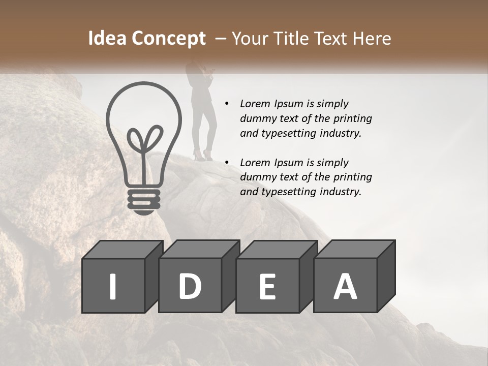 A Man In A Suit Standing On A Rock PowerPoint Template