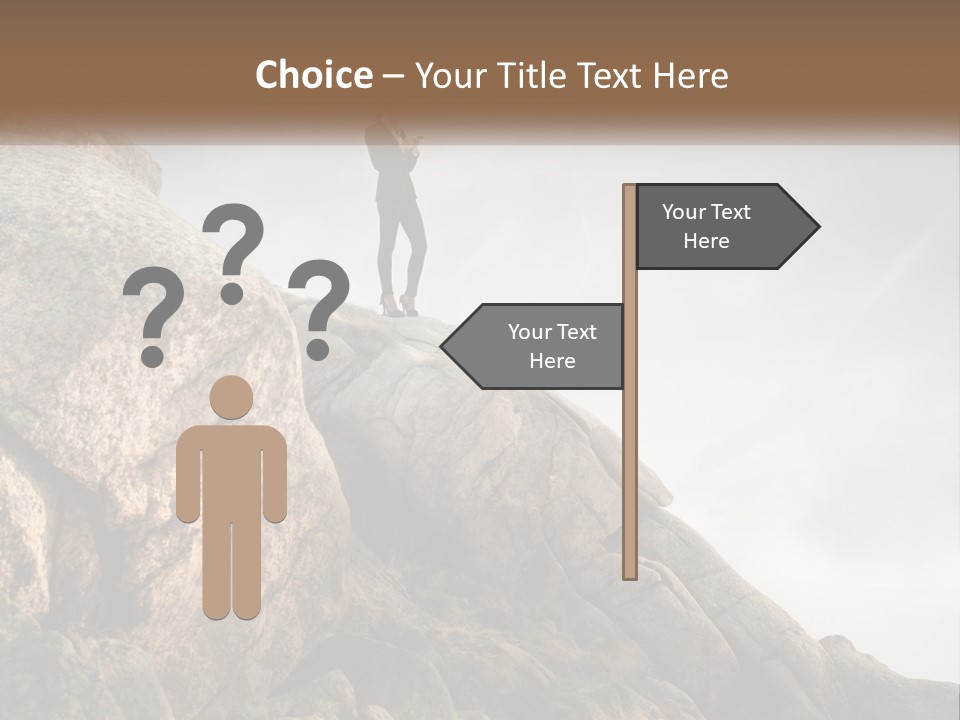 A Man In A Suit Standing On A Rock PowerPoint Template