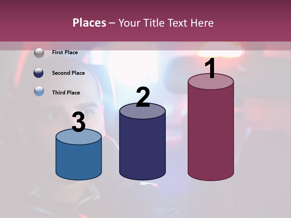 A Man Driving A Car With A Red Light In The Background PowerPoint Template