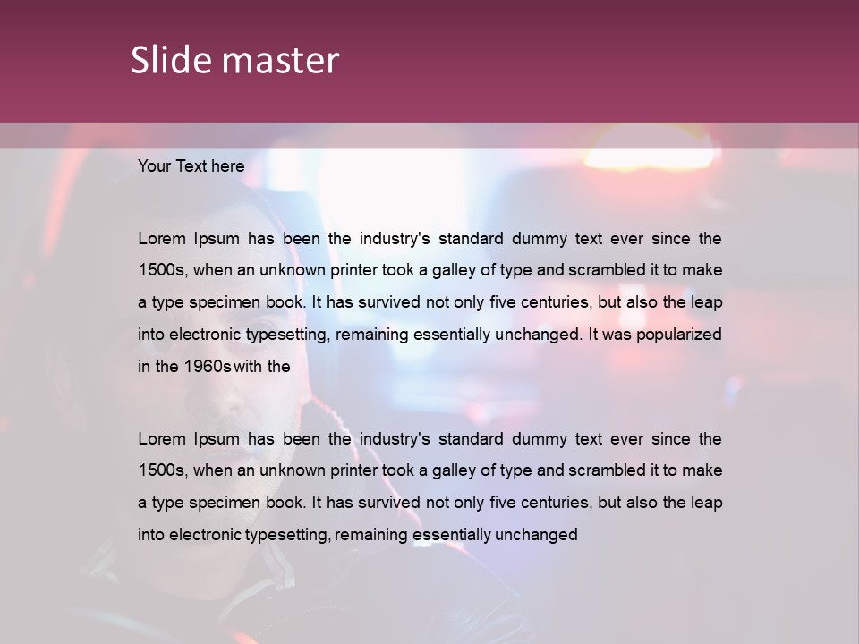 A Man Driving A Car With A Red Light In The Background PowerPoint Template