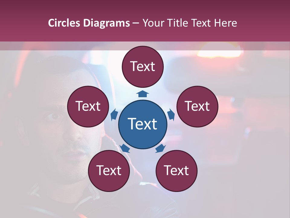 A Man Driving A Car With A Red Light In The Background PowerPoint Template