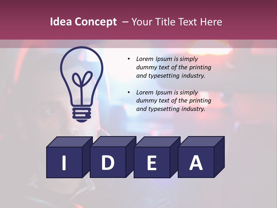 A Man Driving A Car With A Red Light In The Background PowerPoint Template