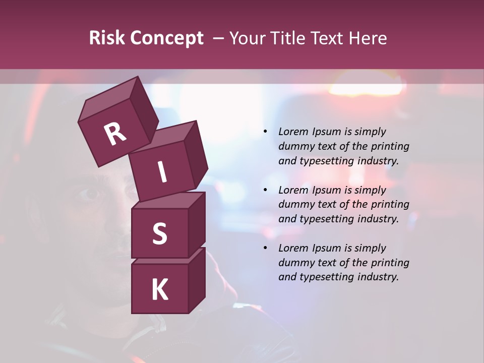 A Man Driving A Car With A Red Light In The Background PowerPoint Template