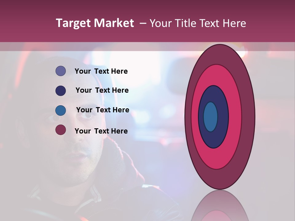 A Man Driving A Car With A Red Light In The Background PowerPoint Template