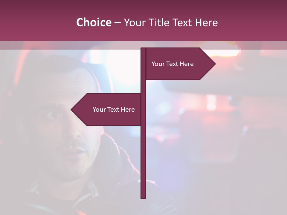 A Man Driving A Car With A Red Light In The Background PowerPoint Template