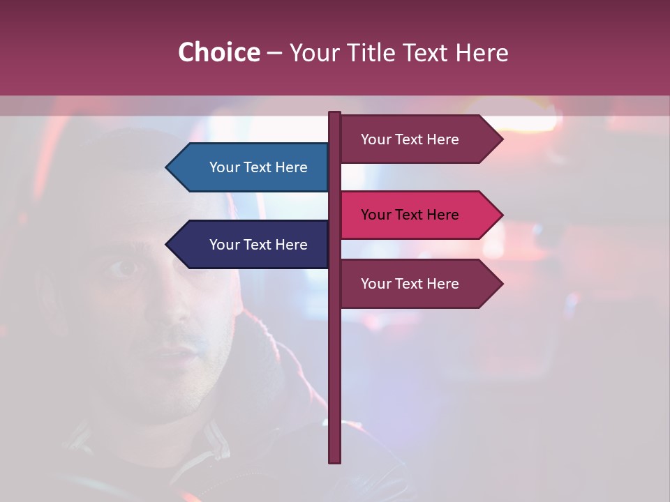 A Man Driving A Car With A Red Light In The Background PowerPoint Template