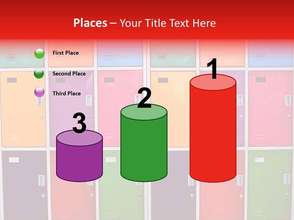 A Wall Of Colorful Lockers With A Name Of Presentation PowerPoint Template