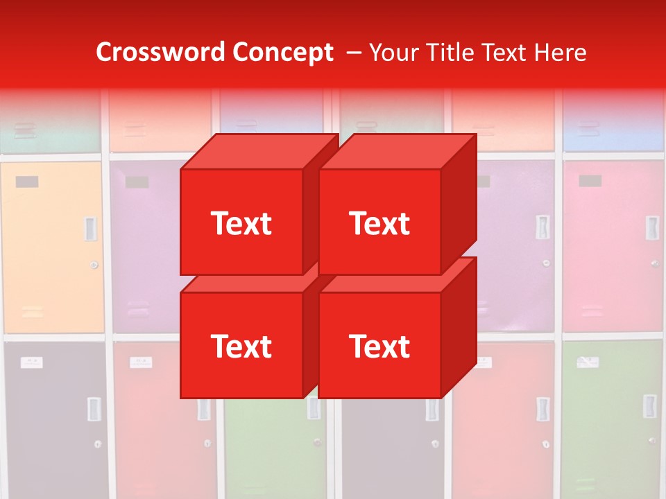A Wall Of Colorful Lockers With A Name Of Presentation PowerPoint Template