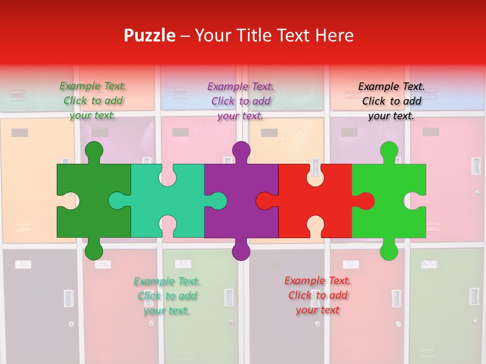 A Wall Of Colorful Lockers With A Name Of Presentation PowerPoint Template