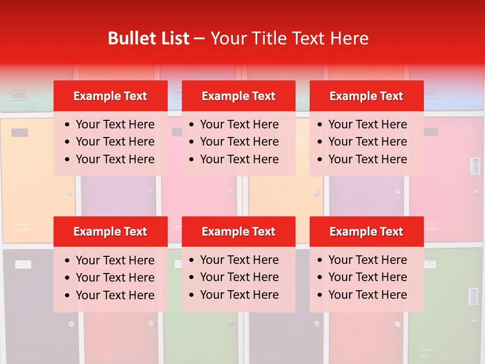 A Wall Of Colorful Lockers With A Name Of Presentation PowerPoint Template