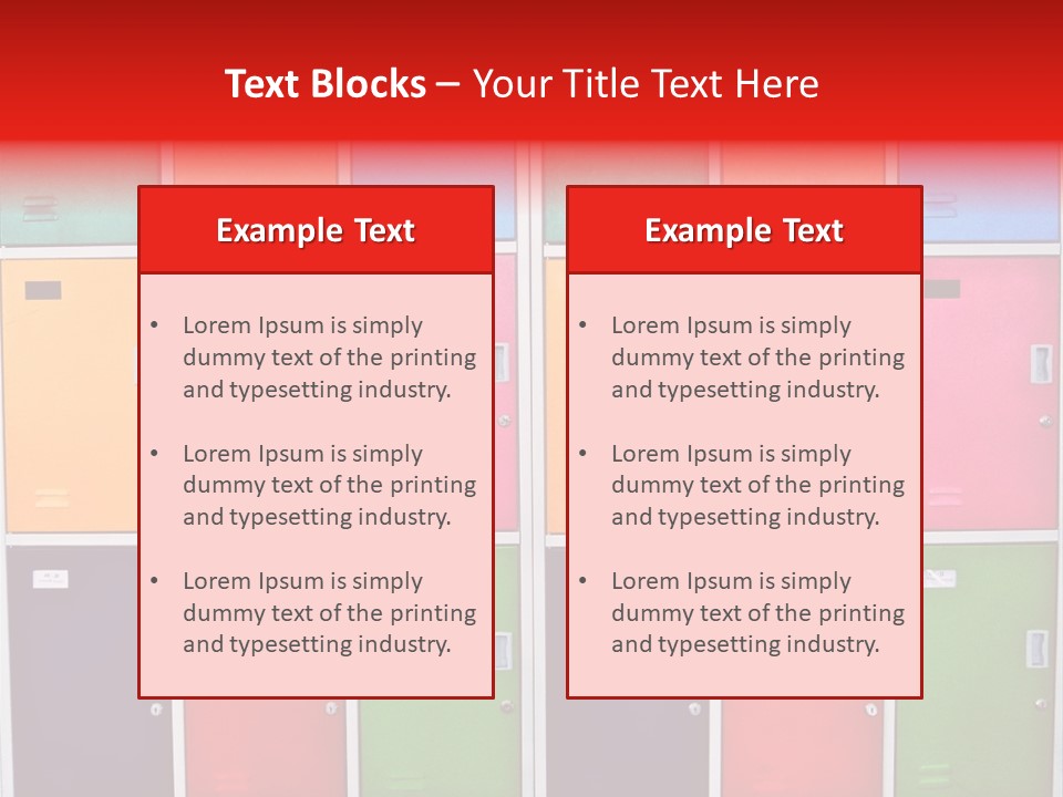 A Wall Of Colorful Lockers With A Name Of Presentation PowerPoint Template
