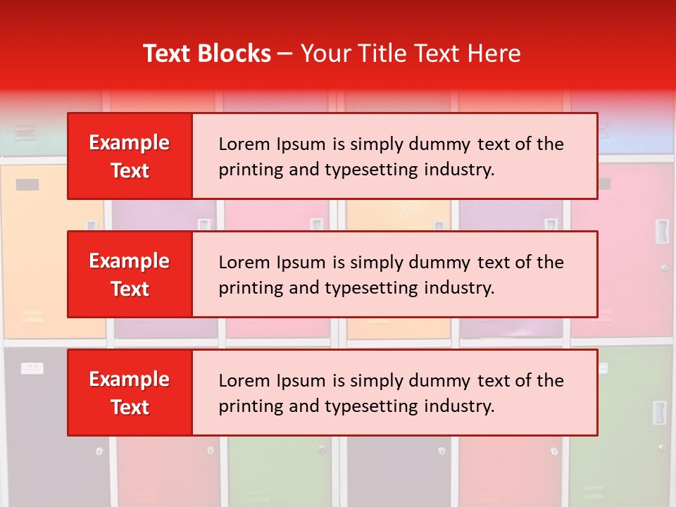 A Wall Of Colorful Lockers With A Name Of Presentation PowerPoint Template