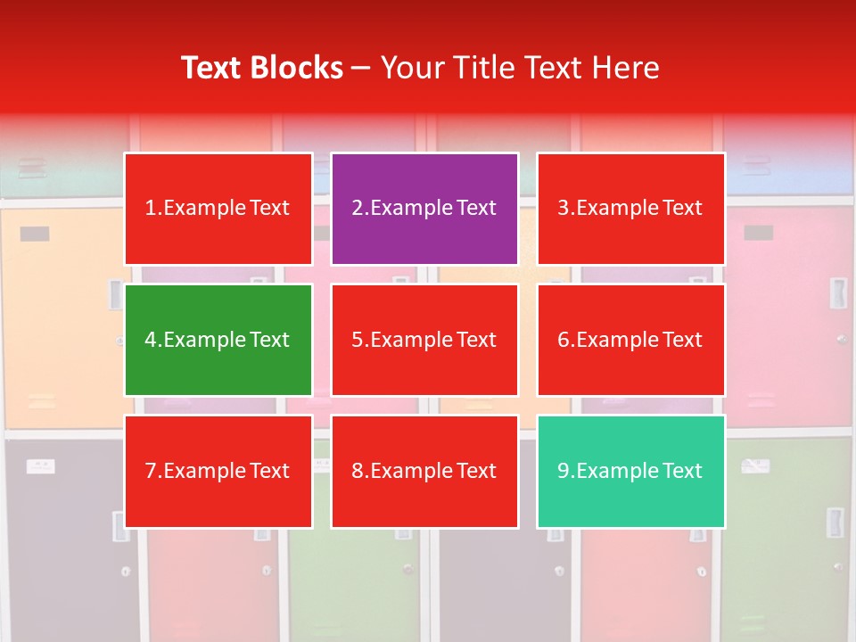 A Wall Of Colorful Lockers With A Name Of Presentation PowerPoint Template
