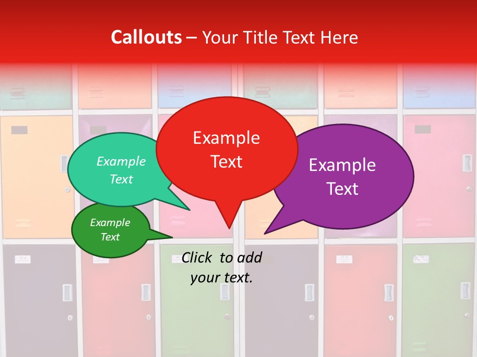 A Wall Of Colorful Lockers With A Name Of Presentation PowerPoint Template