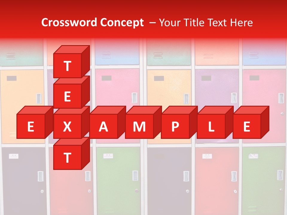 A Wall Of Colorful Lockers With A Name Of Presentation PowerPoint Template