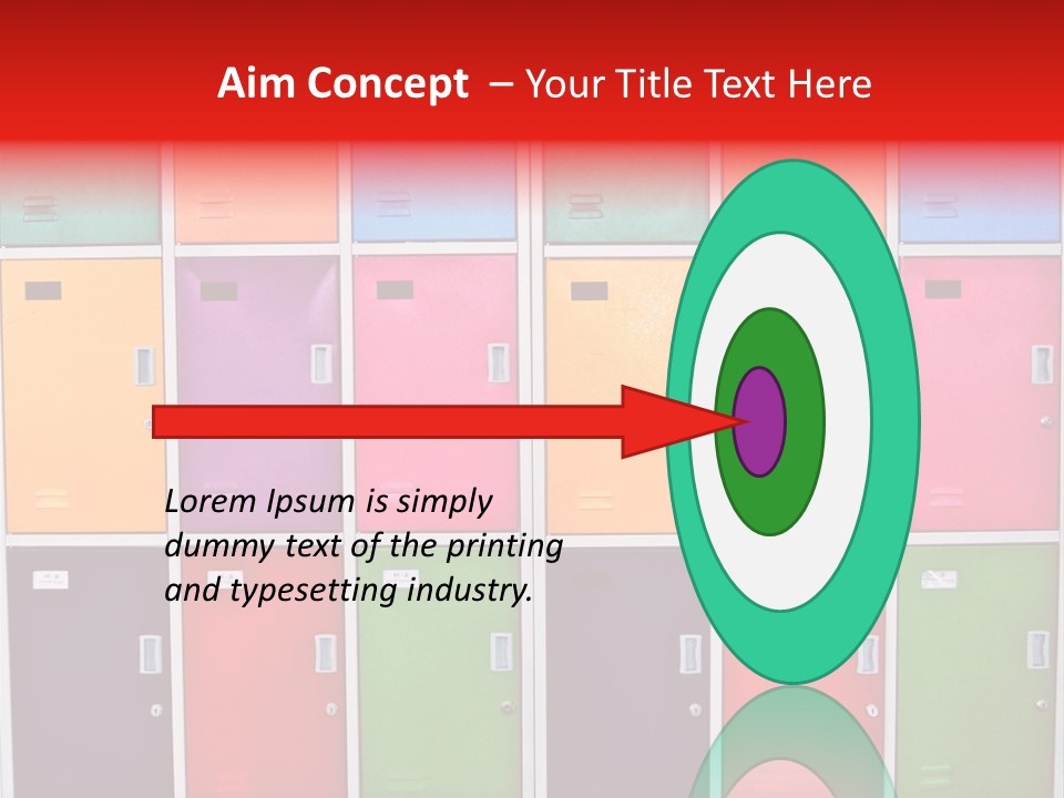 A Wall Of Colorful Lockers With A Name Of Presentation PowerPoint Template