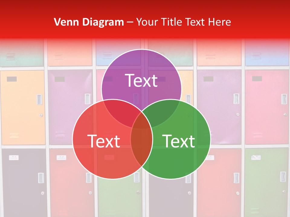 A Wall Of Colorful Lockers With A Name Of Presentation PowerPoint Template