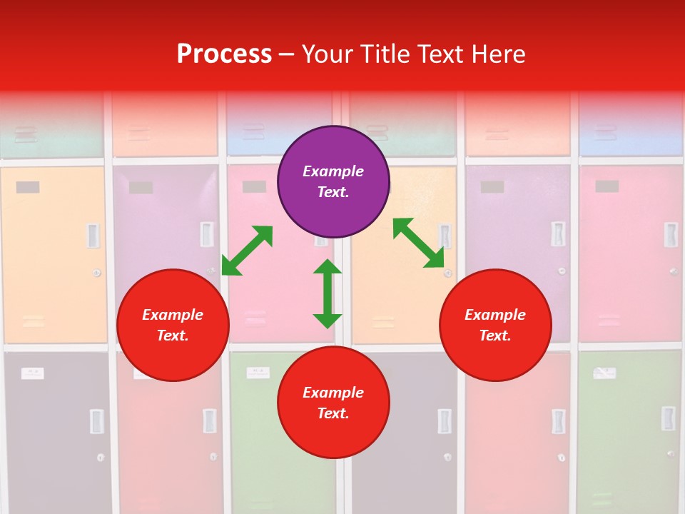 A Wall Of Colorful Lockers With A Name Of Presentation PowerPoint Template