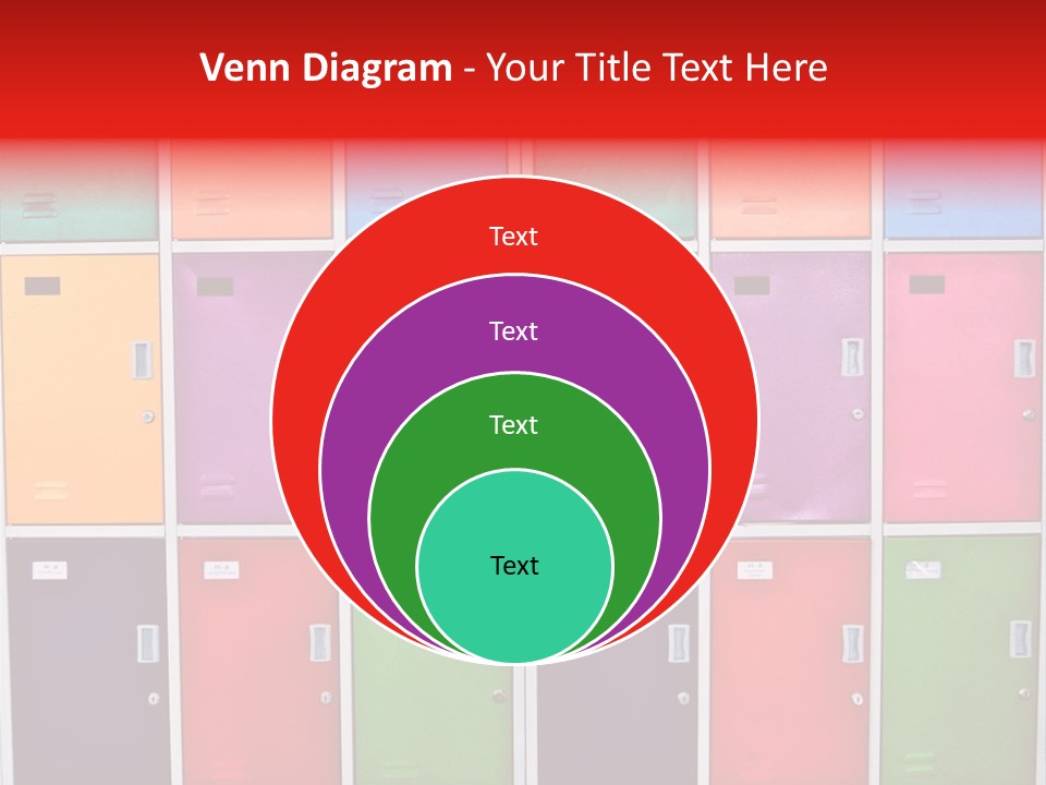 A Wall Of Colorful Lockers With A Name Of Presentation PowerPoint Template