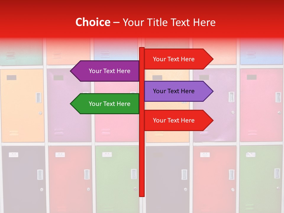A Wall Of Colorful Lockers With A Name Of Presentation PowerPoint Template