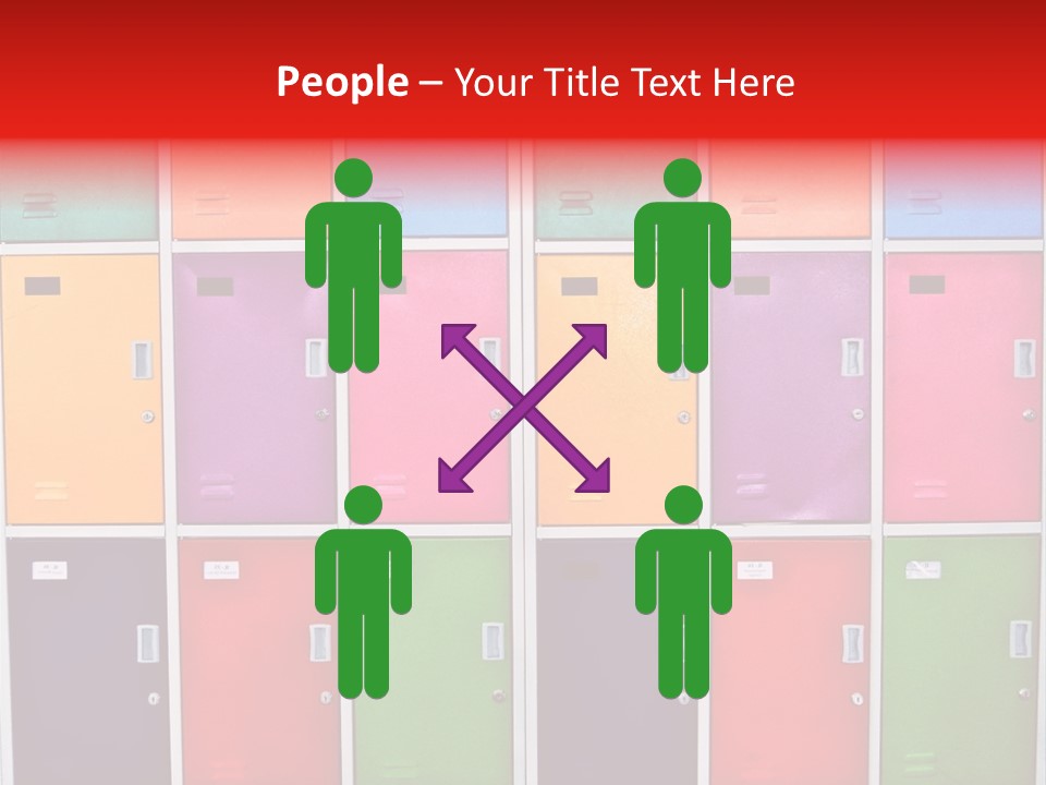 A Wall Of Colorful Lockers With A Name Of Presentation PowerPoint Template