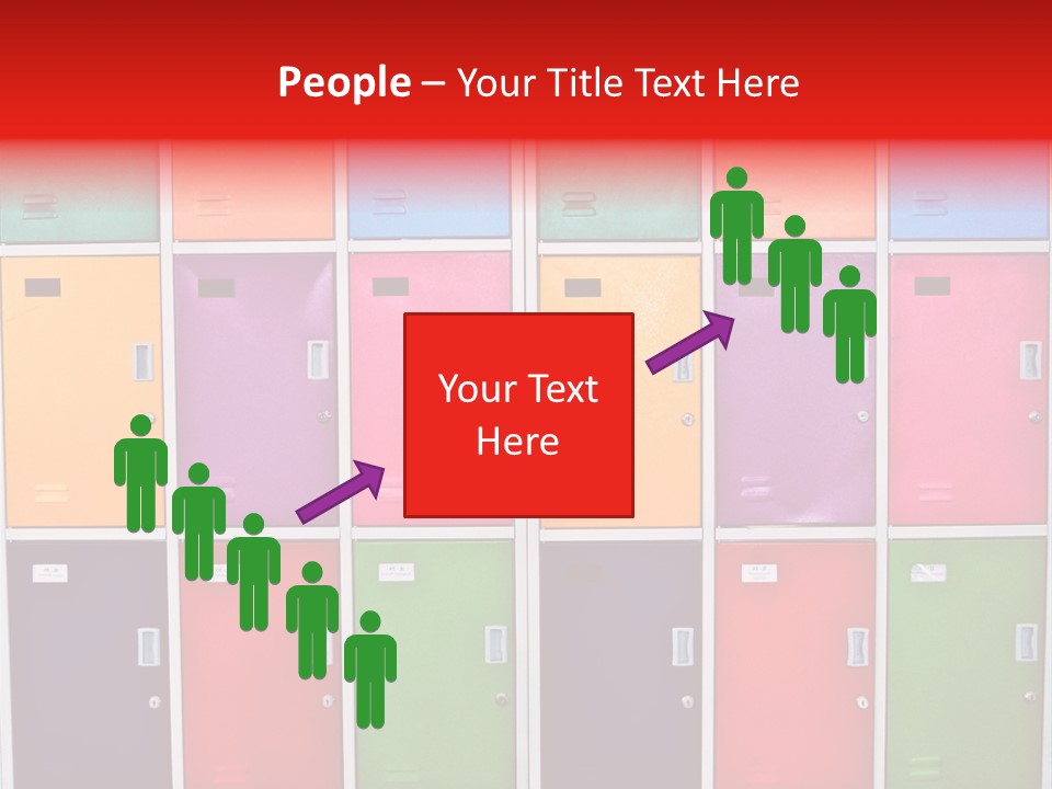 A Wall Of Colorful Lockers With A Name Of Presentation PowerPoint Template