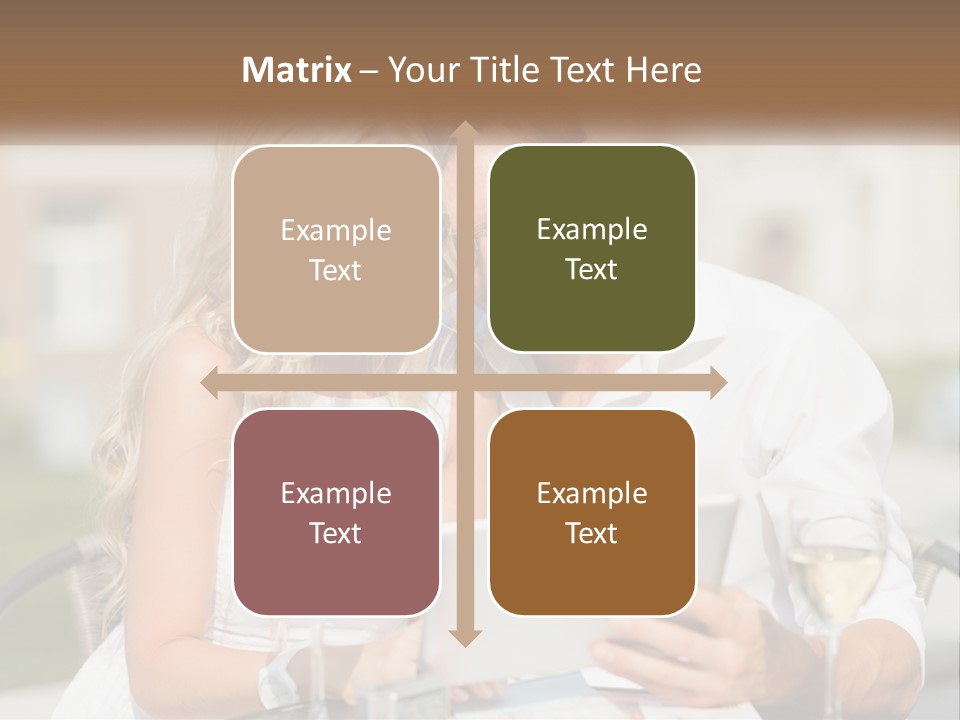 A Man And Woman Sitting At A Table With A Tablet PowerPoint Template