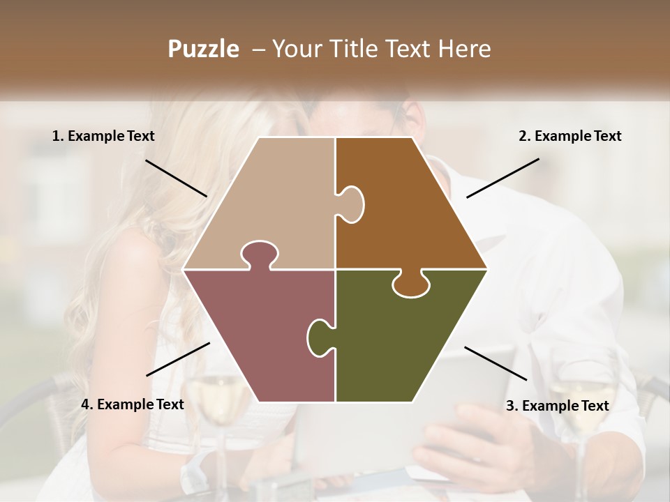 A Man And Woman Sitting At A Table With A Tablet PowerPoint Template