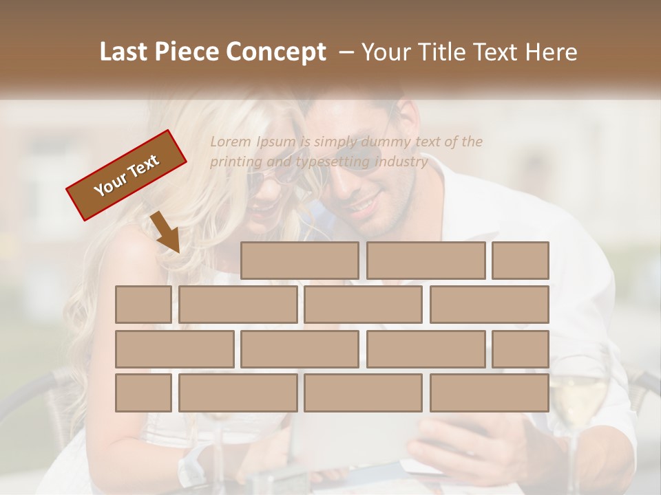 A Man And Woman Sitting At A Table With A Tablet PowerPoint Template
