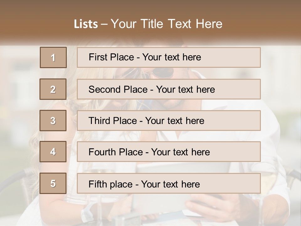 A Man And Woman Sitting At A Table With A Tablet PowerPoint Template