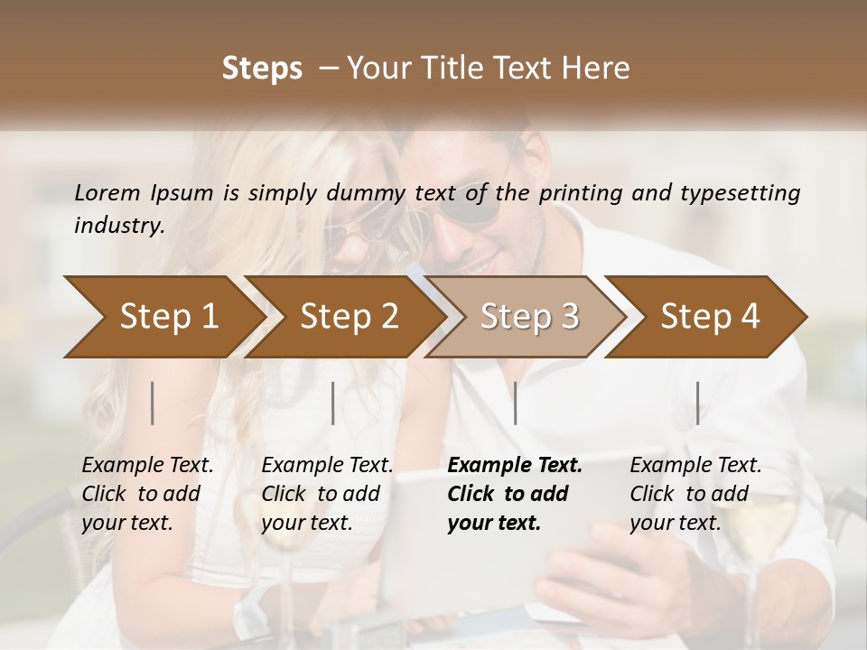 A Man And Woman Sitting At A Table With A Tablet PowerPoint Template