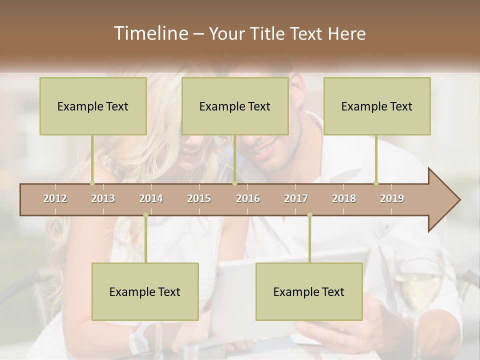 A Man And Woman Sitting At A Table With A Tablet PowerPoint Template