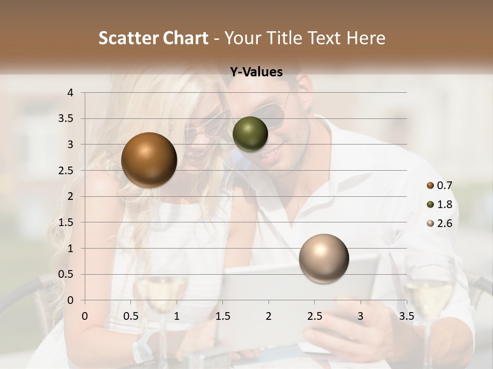 A Man And Woman Sitting At A Table With A Tablet PowerPoint Template