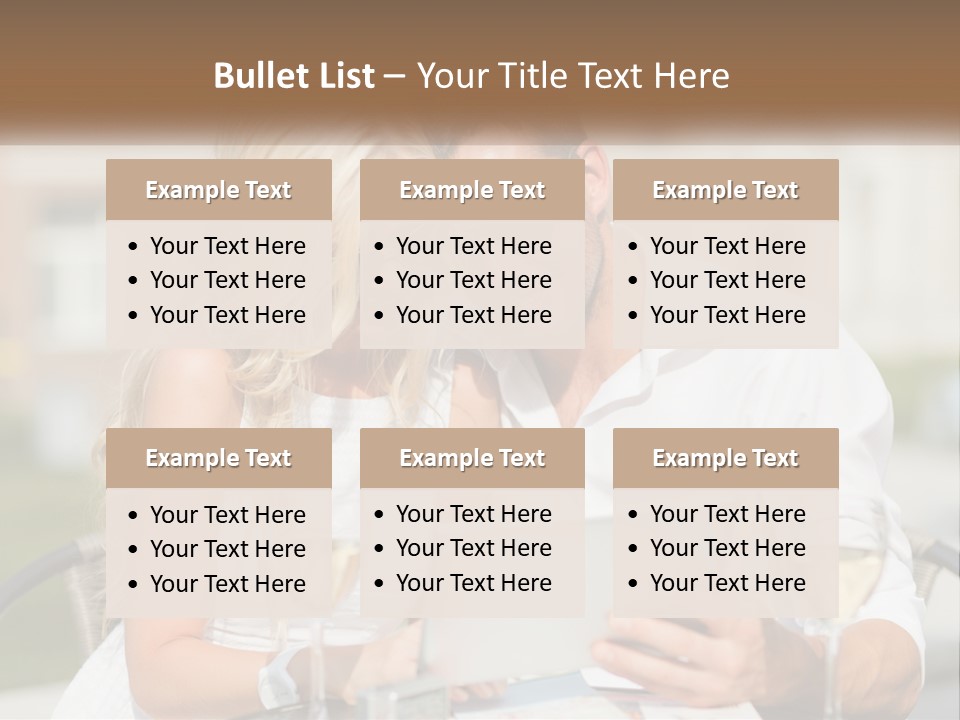 A Man And Woman Sitting At A Table With A Tablet PowerPoint Template
