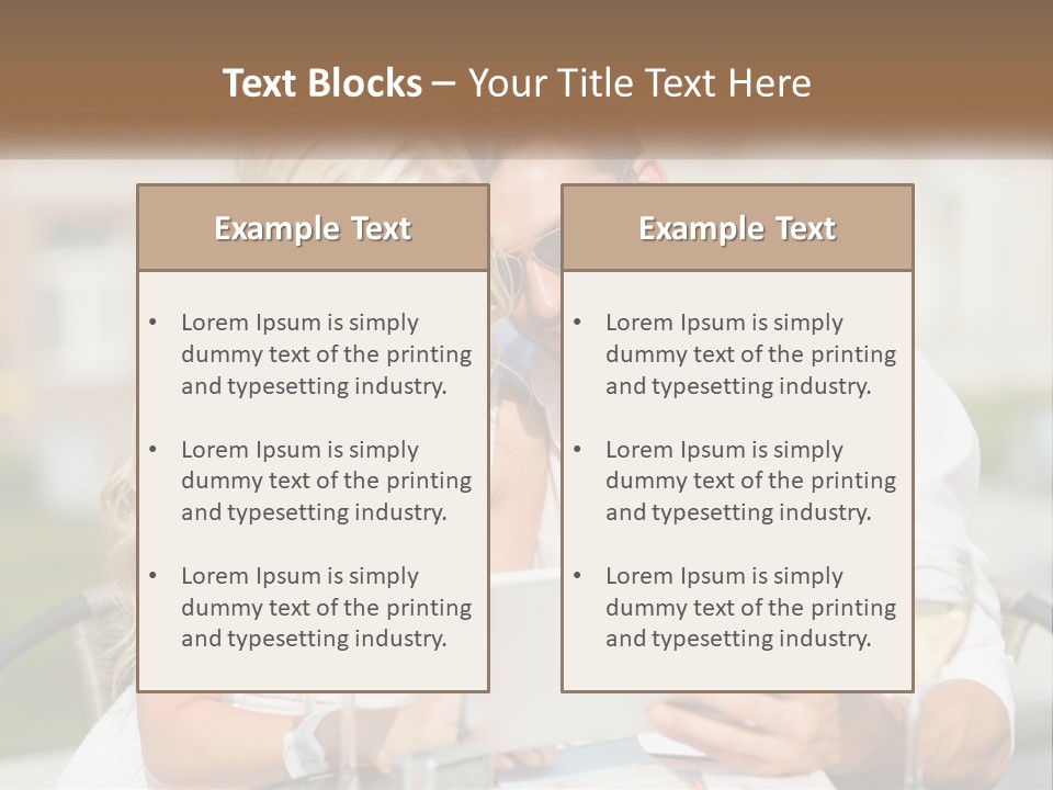 A Man And Woman Sitting At A Table With A Tablet PowerPoint Template