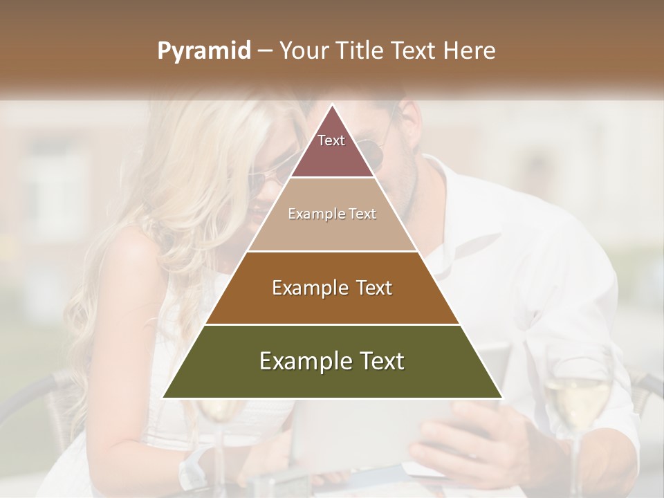 A Man And Woman Sitting At A Table With A Tablet PowerPoint Template