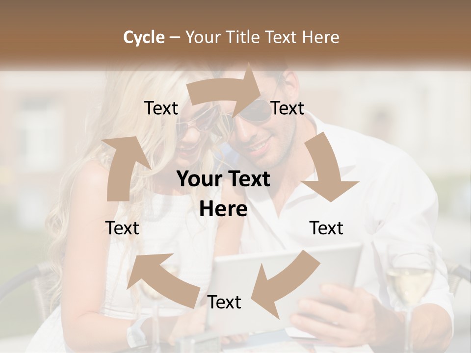 A Man And Woman Sitting At A Table With A Tablet PowerPoint Template