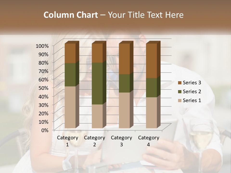 A Man And Woman Sitting At A Table With A Tablet PowerPoint Template