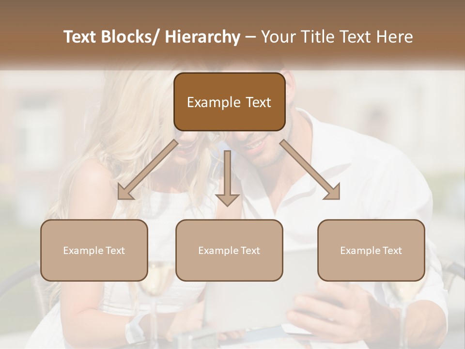 A Man And Woman Sitting At A Table With A Tablet PowerPoint Template