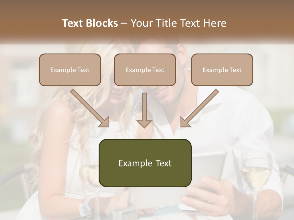 A Man And Woman Sitting At A Table With A Tablet PowerPoint Template