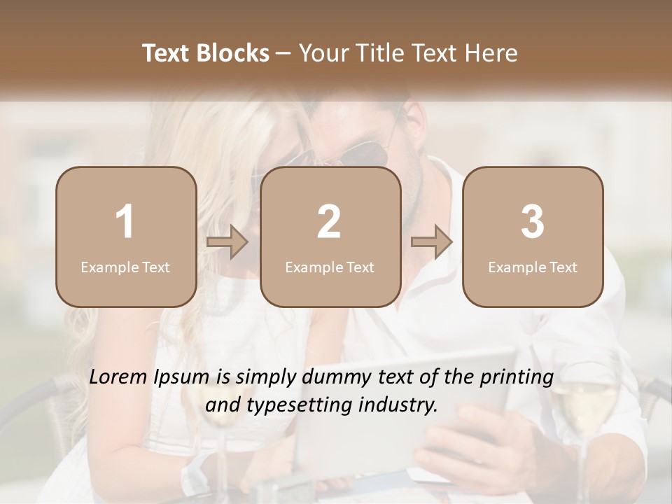 A Man And Woman Sitting At A Table With A Tablet PowerPoint Template