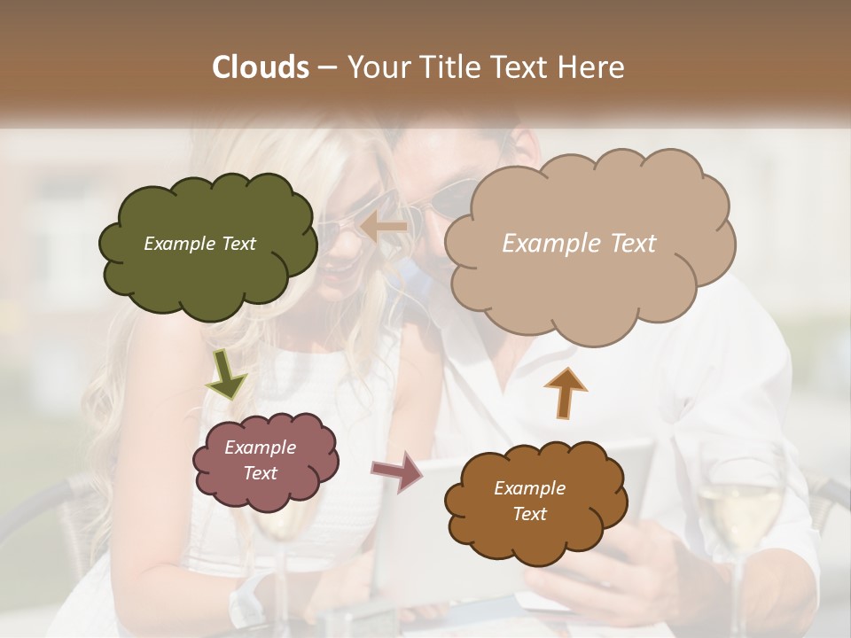 A Man And Woman Sitting At A Table With A Tablet PowerPoint Template