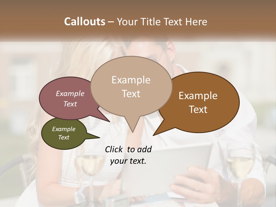 A Man And Woman Sitting At A Table With A Tablet PowerPoint Template