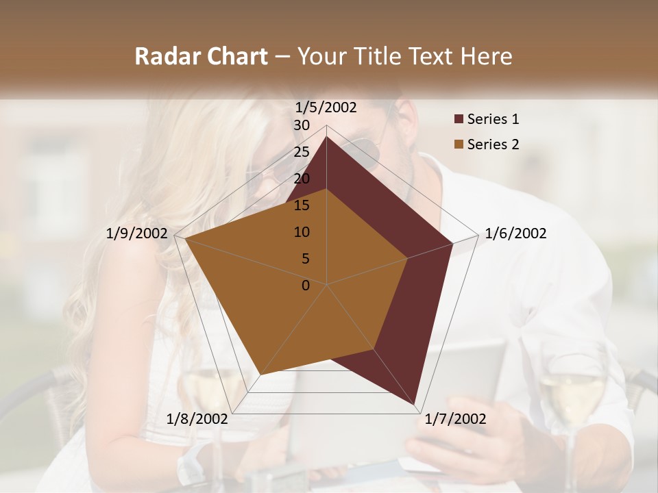 A Man And Woman Sitting At A Table With A Tablet PowerPoint Template
