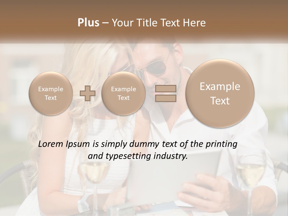 A Man And Woman Sitting At A Table With A Tablet PowerPoint Template
