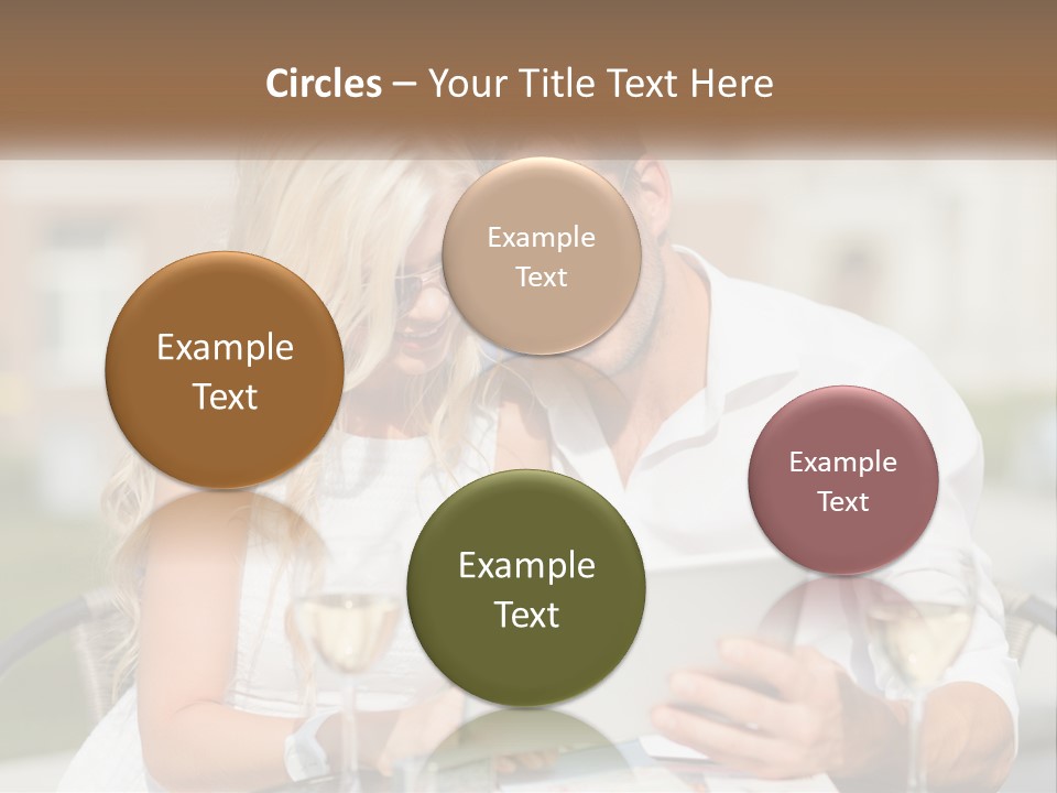 A Man And Woman Sitting At A Table With A Tablet PowerPoint Template