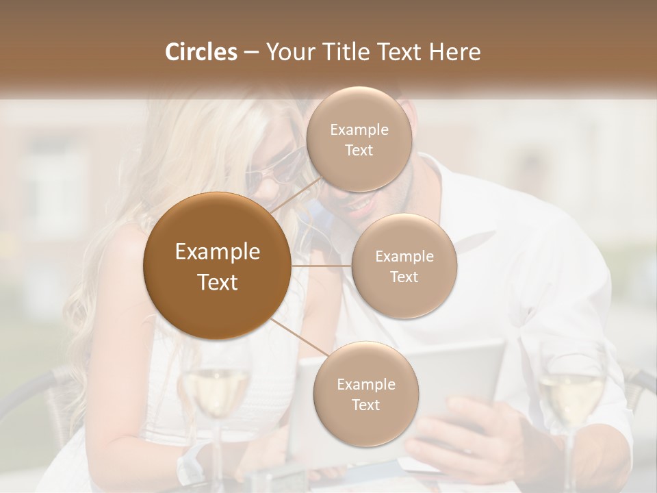 A Man And Woman Sitting At A Table With A Tablet PowerPoint Template