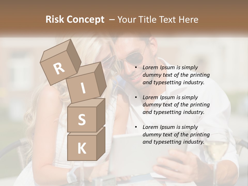 A Man And Woman Sitting At A Table With A Tablet PowerPoint Template